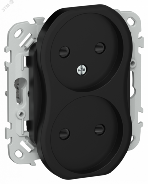 FLITE Розетка 2-местная без заземления с защитными шторками безвинтовое крепление 10А РСш02-1-ФлЧ черный IEK