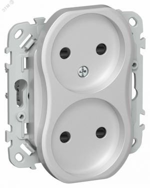 FLITE Розетка 2-местная без заземления с защитными шторками безвинтовое крепление 10А РСш02-1-ФлА алюминий IEK