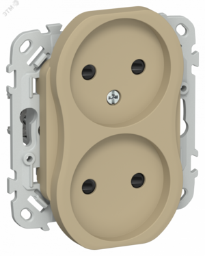 FLITE Розетка 2-местная без заземления с защитными шторками безвинтовое крепление 10А РСш02-1-ФлХ хаки IEK
