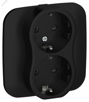 FLITE Розетка 2-местная с заземлением с защитными шторками 16А в сборе РСш12-0-А-ФлЧ черный IEK