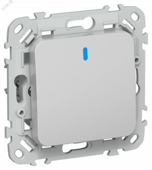 FLITE Выключатель 1-клавишный проходной с индикацией 10А ВС61-1-1-ФлА алюминий IEK