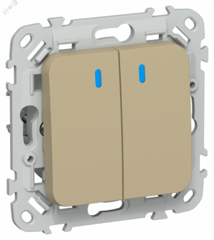 FLITE Выключатель 2-клавишный с индикацией 10А ВС12-1-1-ФлХ хаки IEK