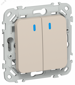 FLITE Выключатель 2-клавишный с индикацией 10А ВС12-1-1-ФлЛ льняной IEK