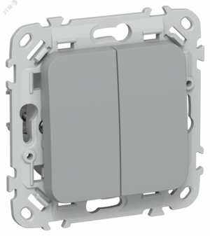 FLITE Выключатель 2-клавишный проходной 10А ВС62-1-0-ФлС серый IEK