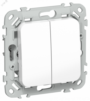 FLITE Выключатель 2-клавишный кнопочный 10А ВС12-2-0-ФлБ белый IEK