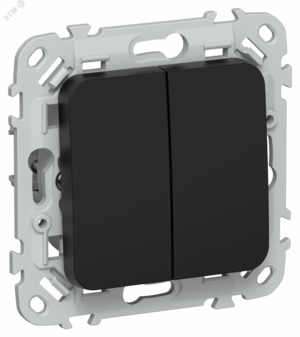 FLITE Выключатель 2-клавишный кнопочный 10А ВС12-2-0-ФлЧ черный IEK