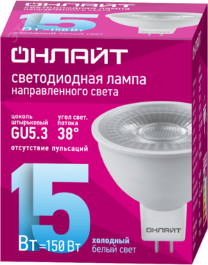 Лампа светодиодная 15 Вт OLL-MR16-15-230-6.5K-GU5.3-38D
