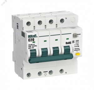 АВДТ 3P+N 20А 30мА AC х-ка C ДИФ-103 4.5кА